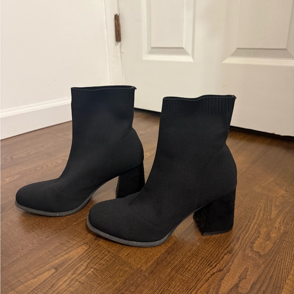 MIA Black Sock Heeled Boots
